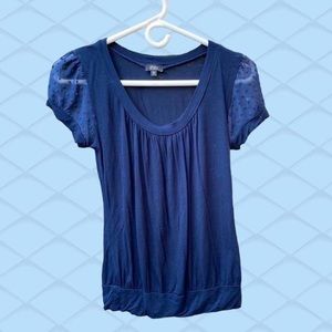 blue ballet style lace shirt